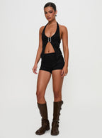 Women's Moderna Lace Shorts Black | Mid-rise lace shorts 2