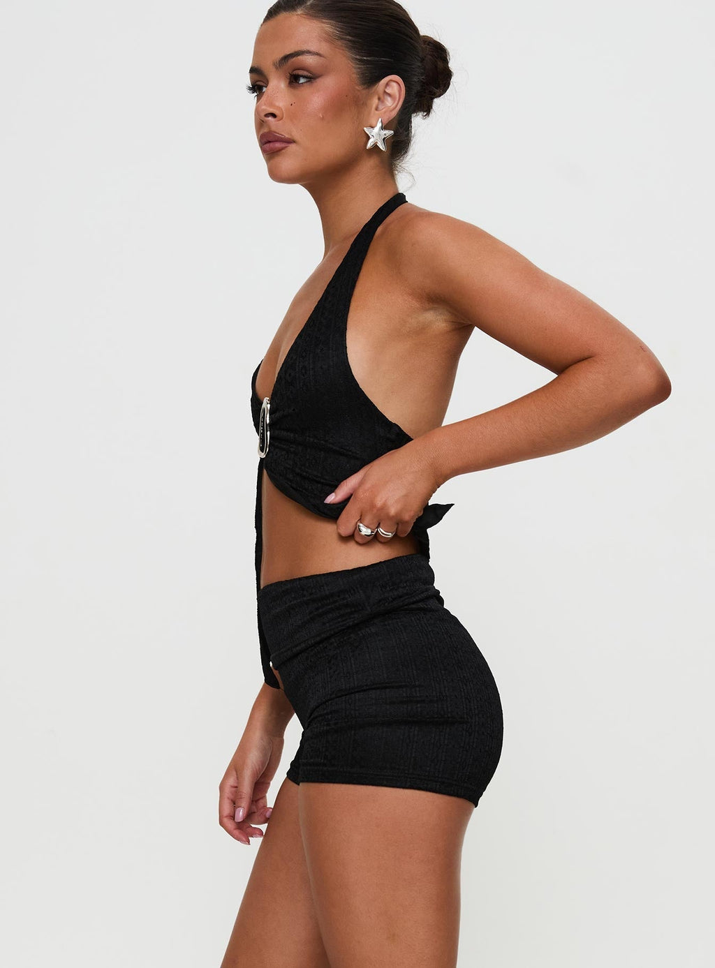 Women's Moderna Lace Shorts Black | Mid-rise lace shorts 3