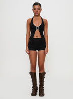 Women's Moderna Lace Shorts Black | Mid-rise lace shorts 5