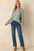 Women's Moments in Stillness Stone Blue Cable Knit Sweater | 80% Acrylic & 20% Nylon 1
