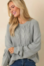 Women's Moments in Stillness Stone Blue Cable Knit Sweater | 80% Acrylic & 20% Nylon 2