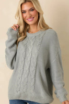 Women's Moments in Stillness Stone Blue Cable Knit Sweater | 80% Acrylic & 20% Nylon 5