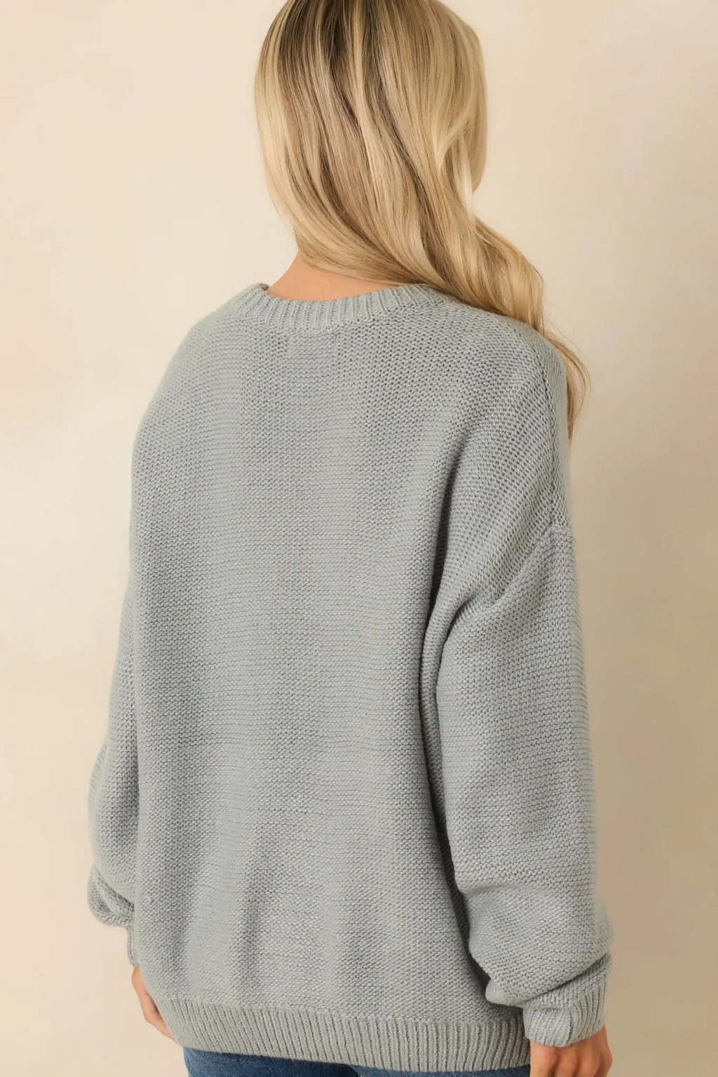 Women's Moments in Stillness Stone Blue Cable Knit Sweater | 80% Acrylic & 20% Nylon 7