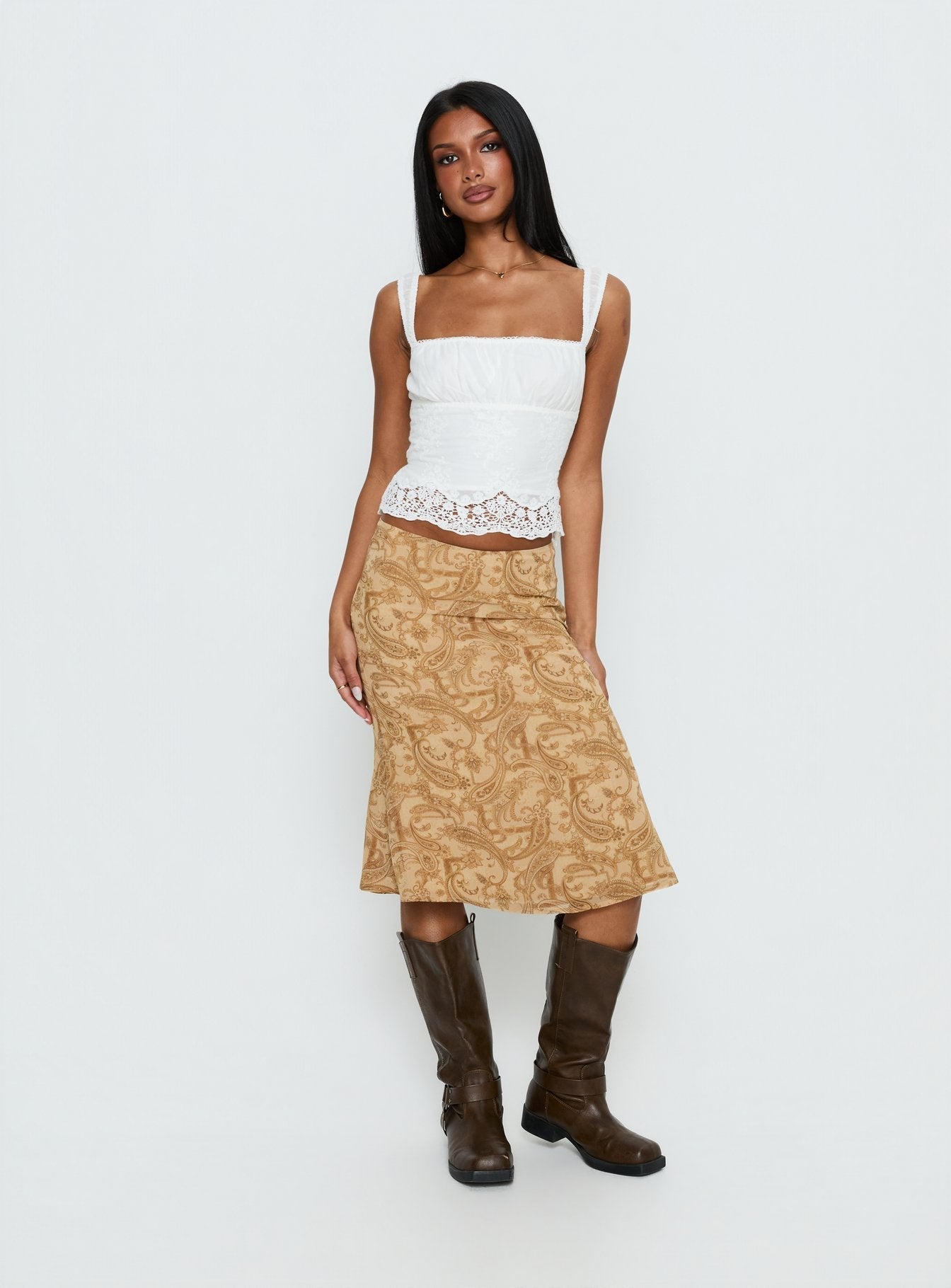 Women's Moses Midi Skirt Paisley | Low-rise midi skirt in paisley print with zip clos 1