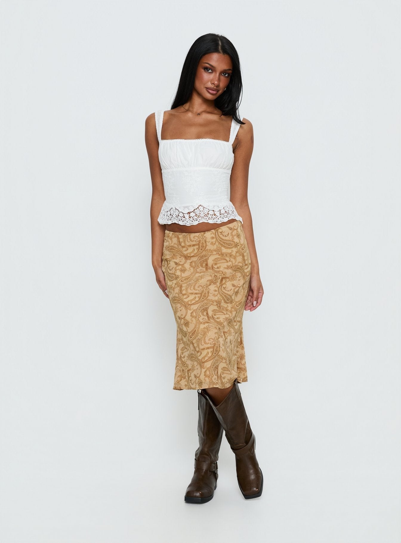 Women's Moses Midi Skirt Paisley | Low-rise midi skirt in paisley print with zip clos 2