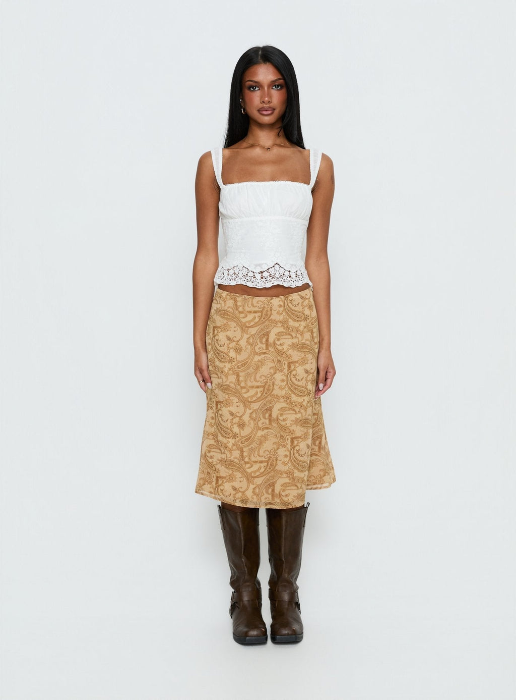 Women's Moses Midi Skirt Paisley | Low-rise midi skirt in paisley print with zip clos 7