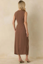 Women's Move With Purpose Light Brown Ruched Maxi Dress | 100% Polyester 6