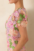 Women's My Debut Lavender Embroidered Floral Midi Dress | 100% Polyester 2