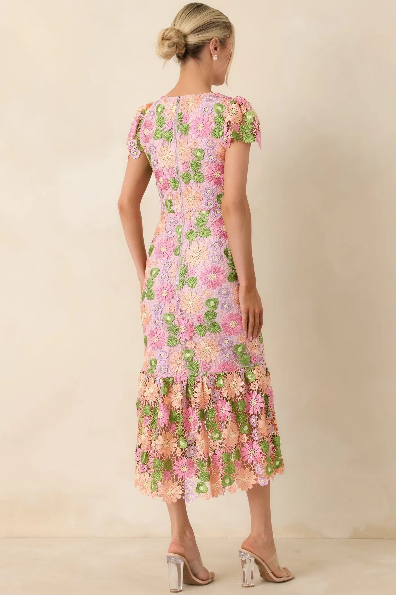 Women's My Debut Lavender Embroidered Floral Midi Dress | 100% Polyester 7