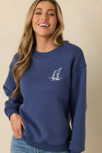Women's Nantucket Sailing Club Washed Navy Blue Crewneck Sweatshirt | 80% Polyester & 20% Cotton Contrast: 65% Cotton 6