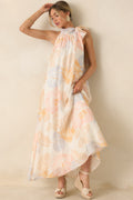 Women's Naturally Radiant Ivory Multi Tropical Print Halter Maxi Dress | 66% Tencel 0