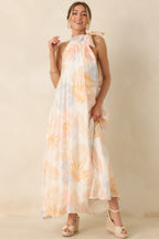 Women's Naturally Radiant Ivory Multi Tropical Print Halter Maxi Dress | 66% Tencel 2