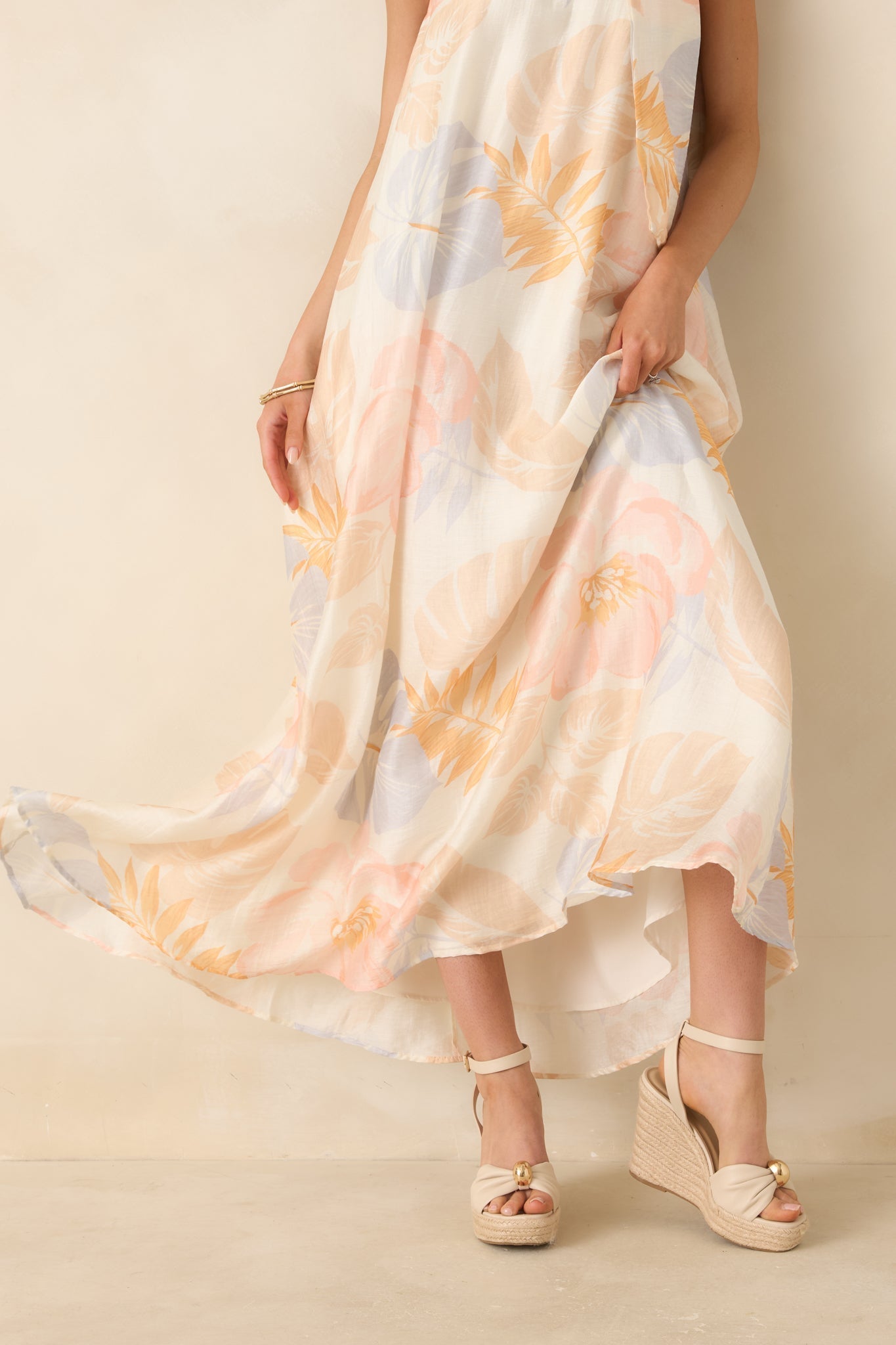 Women's Naturally Radiant Ivory Multi Tropical Print Halter Maxi Dress | 66% Tencel 3