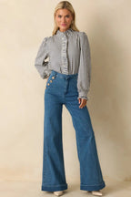 Women's Nautical By Nature Indigo Stretch High Waisted Wide Leg Jeans | 85% Cotton 1