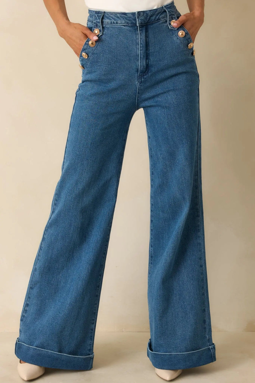 Women's Nautical By Nature Indigo Stretch High Waisted Wide Leg Jeans | 85% Cotton 2