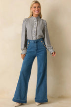 Women's Nautical By Nature Indigo Stretch High Waisted Wide Leg Jeans | 85% Cotton 3