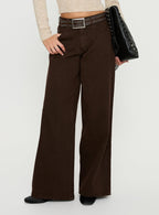 Women's Naylor Mid Rise Wide Leg Jeans Brown | Denim jeans with a mid-rise fit & wide-leg cut 1