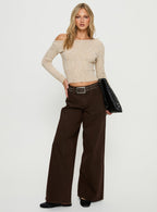 Women's Naylor Mid Rise Wide Leg Jeans Brown | Denim jeans with a mid-rise fit & wide-leg cut 2