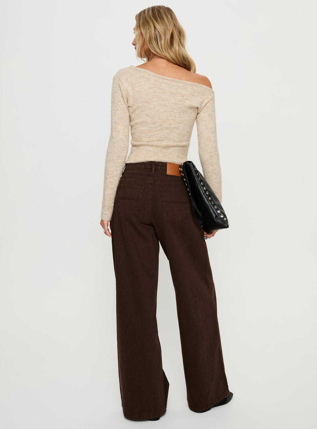 Women's Naylor Mid Rise Wide Leg Jeans Brown | Denim jeans with a mid-rise fit & wide-leg cut 4