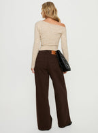Women's Naylor Mid Rise Wide Leg Jeans Brown | Denim jeans with a mid-rise fit & wide-leg cut 4