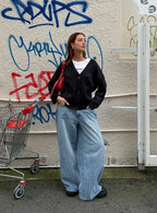Women's Naylor Mid Rise Wide Leg Jeans Light Blue Wash | Mid-rise wide-leg denim jeans 1