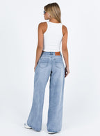Women's Naylor Mid Rise Wide Leg Jeans Light Blue Wash | Mid-rise wide-leg denim jeans 6