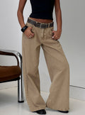 Women's Naylor Mid Rise Wide Leg Jeans Light Brown Wash | Denim jeans with a mid-rise fit & wide-leg cut 0
