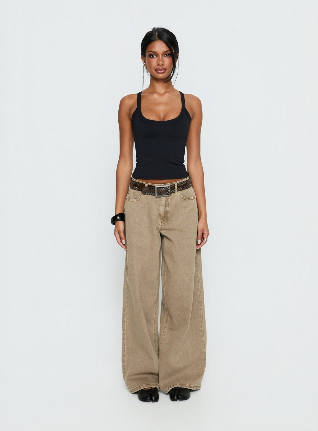 Women's Naylor Mid Rise Wide Leg Jeans Light Brown Wash | Denim jeans with a mid-rise fit & wide-leg cut 7