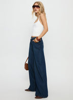 Women's Naylor Mid Rise Wide Leg Jeans Mid Blue Denim | Mid-rise wide-leg denim jeans 3