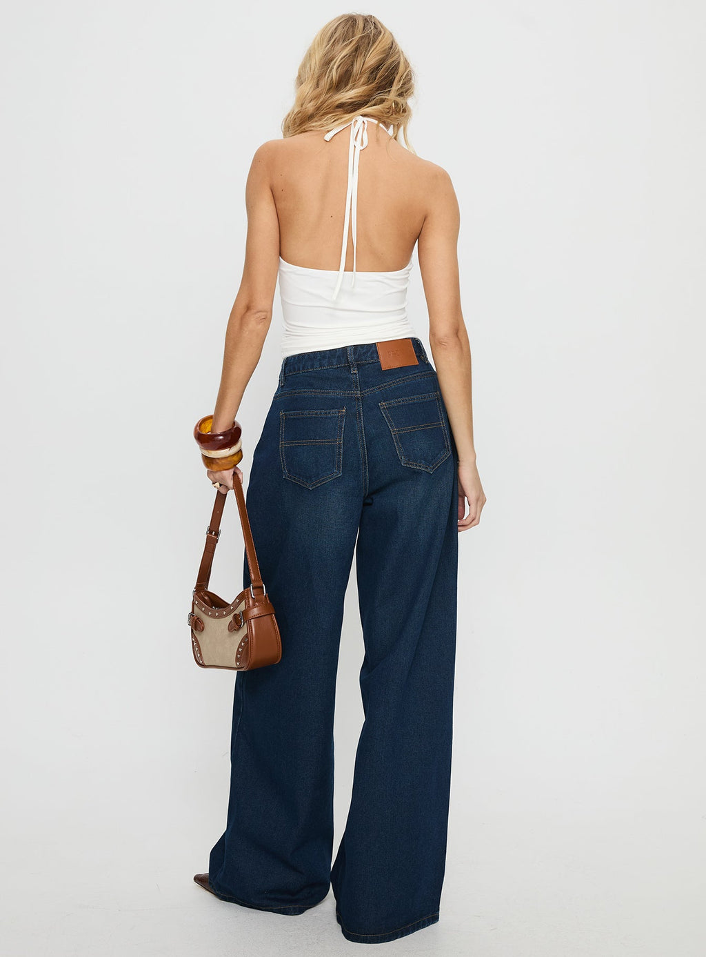 Women's Naylor Mid Rise Wide Leg Jeans Mid Blue Denim | Mid-rise wide-leg denim jeans 4
