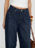 Women's Naylor Mid Rise Wide Leg Jeans Mid Blue Denim | Mid-rise wide-leg denim jeans 5