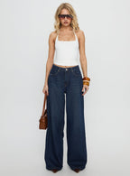 Women's Naylor Mid Rise Wide Leg Jeans Mid Blue Denim | Mid-rise wide-leg denim jeans 6