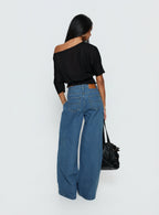Women's Naylor Mid Rise Wide Leg Jeans Mid Blue Wash | Denim jeans with a mid-rise fit & wide-leg cut 4