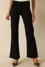 Women's Never Let You Down Black Cotton High Waisted Flare Jeans | 70% Cotton 0