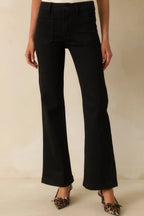 Women's Never Let You Down Black Cotton High Waisted Flare Jeans | 70% Cotton 3