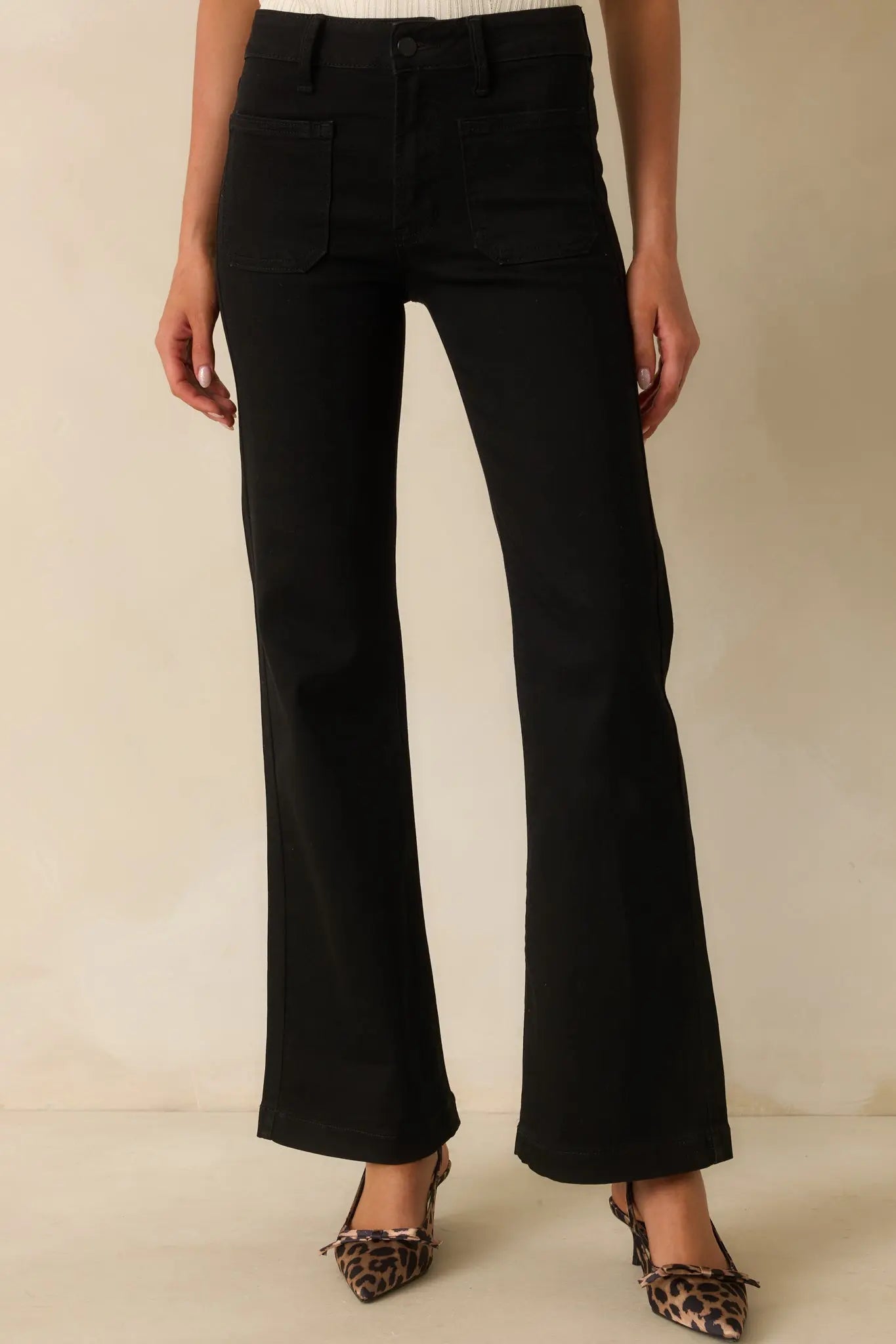 Women's Never Let You Down Black Cotton High Waisted Flare Jeans | 70% Cotton 3