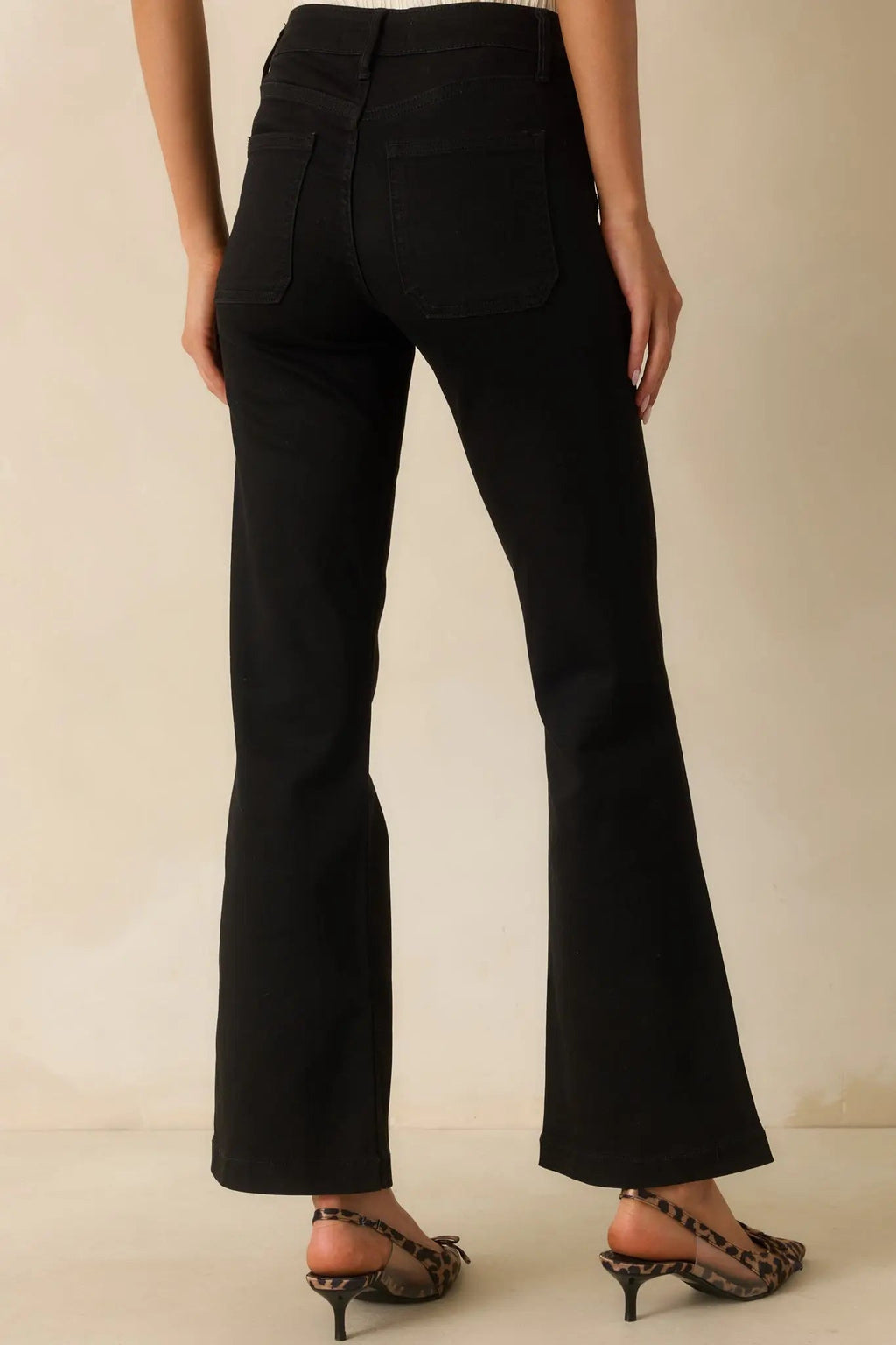 Women's Never Let You Down Black Cotton High Waisted Flare Jeans | 70% Cotton 4
