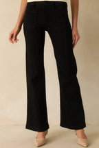 Women's Never Let You Down Black Cotton High Waisted Flare Jeans | 70% Cotton 7