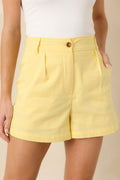 Women's New Days Ahead Yellow Cotton High Waist Shorts | 97% Cotton & 3% Spandex 0