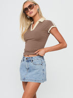 Women's Nicolina Low Rise Denim Mini Skirt Ice Blue Wash | Low-rise denim Mini skirt 3
