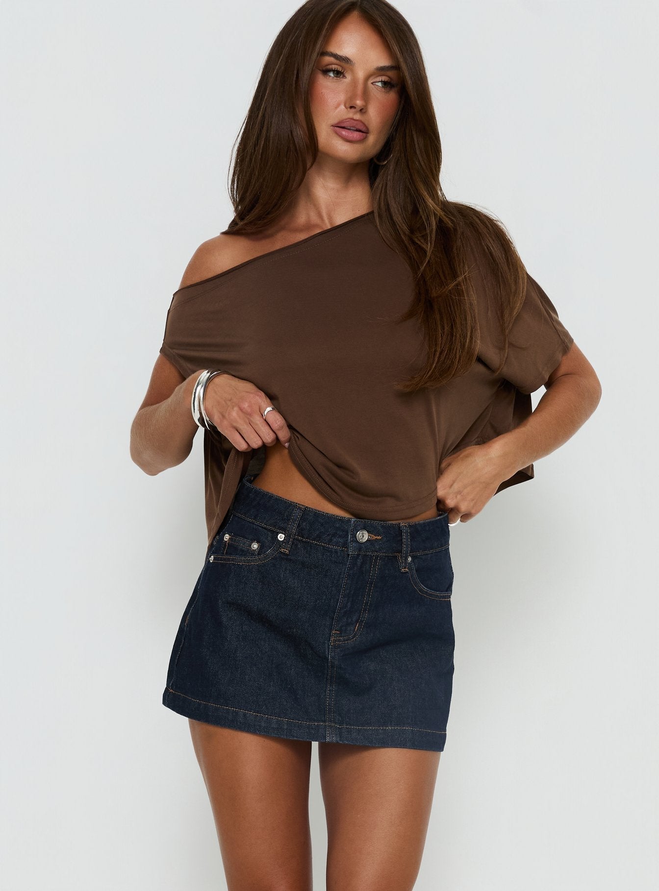 Women's Nicolina Low Rise Denim Mini Skirt Raw Denim | Raw denim mini skirt with a low-rise fit 0