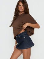 Women's Nicolina Low Rise Denim Mini Skirt Raw Denim | Raw denim mini skirt with a low-rise fit 2
