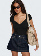 Women's Nicolina Low Rise Denim Mini Skirt Raw Denim | Raw denim mini skirt with a low-rise fit 6