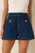 Women's No Notes Needed Indigo Cotton Denim Shorts | 90% Cotton & 10% Polyester 0