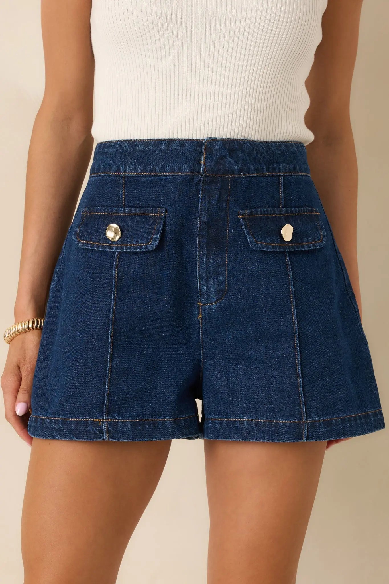 Women's No Notes Needed Indigo Cotton Denim Shorts | 90% Cotton & 10% Polyester 0