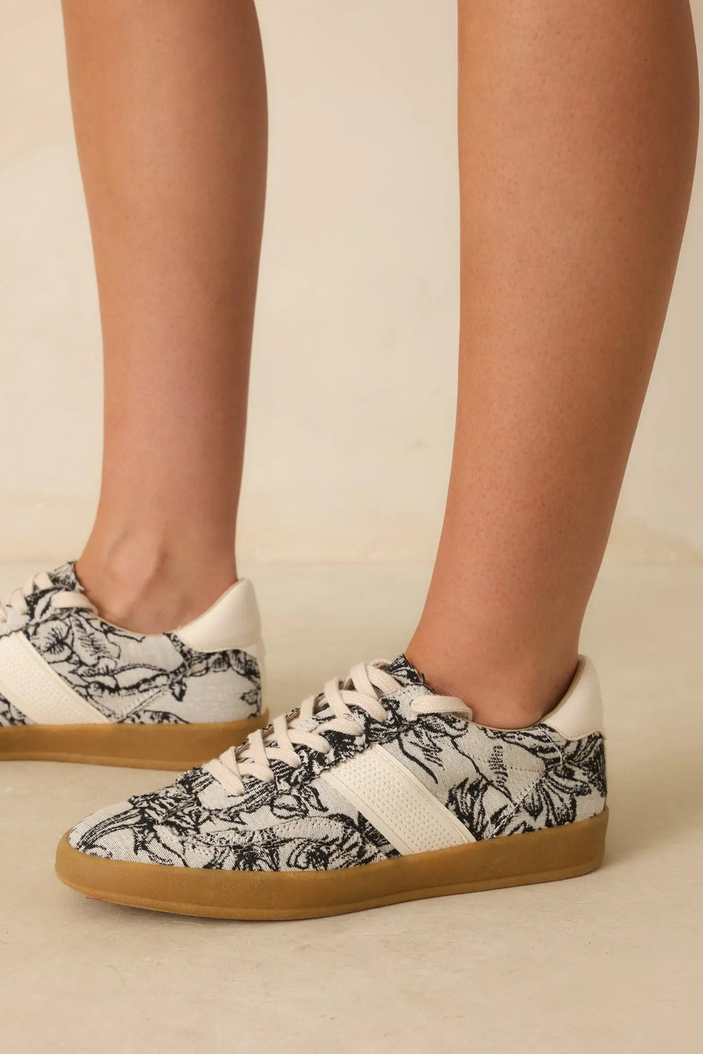 Women's No Rush At All Ivory Floral Print Sneakers | Sole measures 1" 0