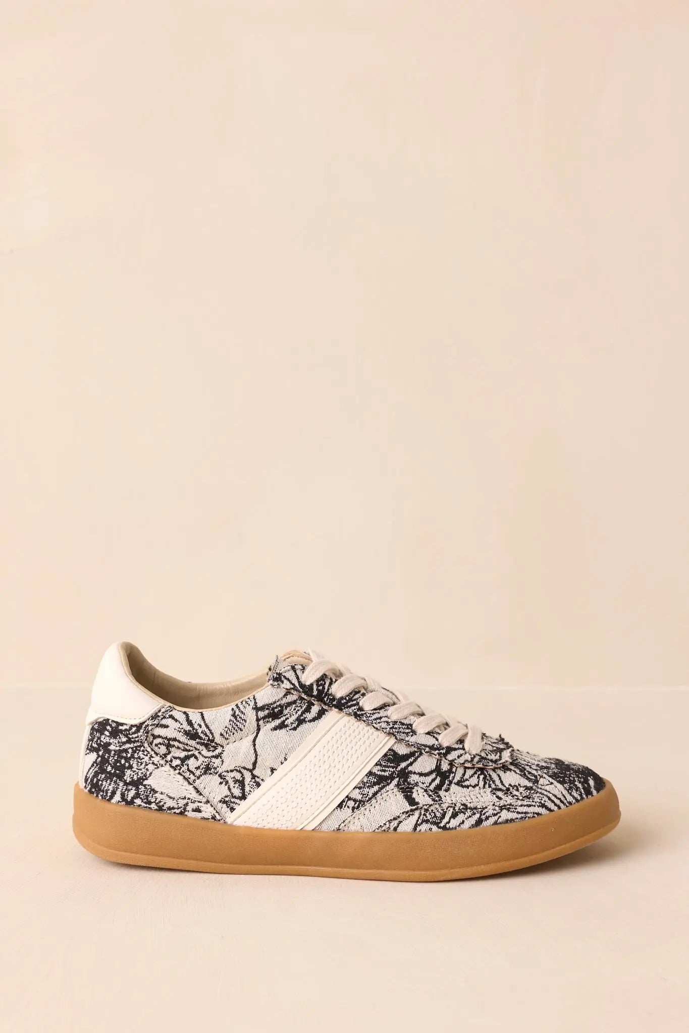 Women's No Rush At All Ivory Floral Print Sneakers | Sole measures 1" 3