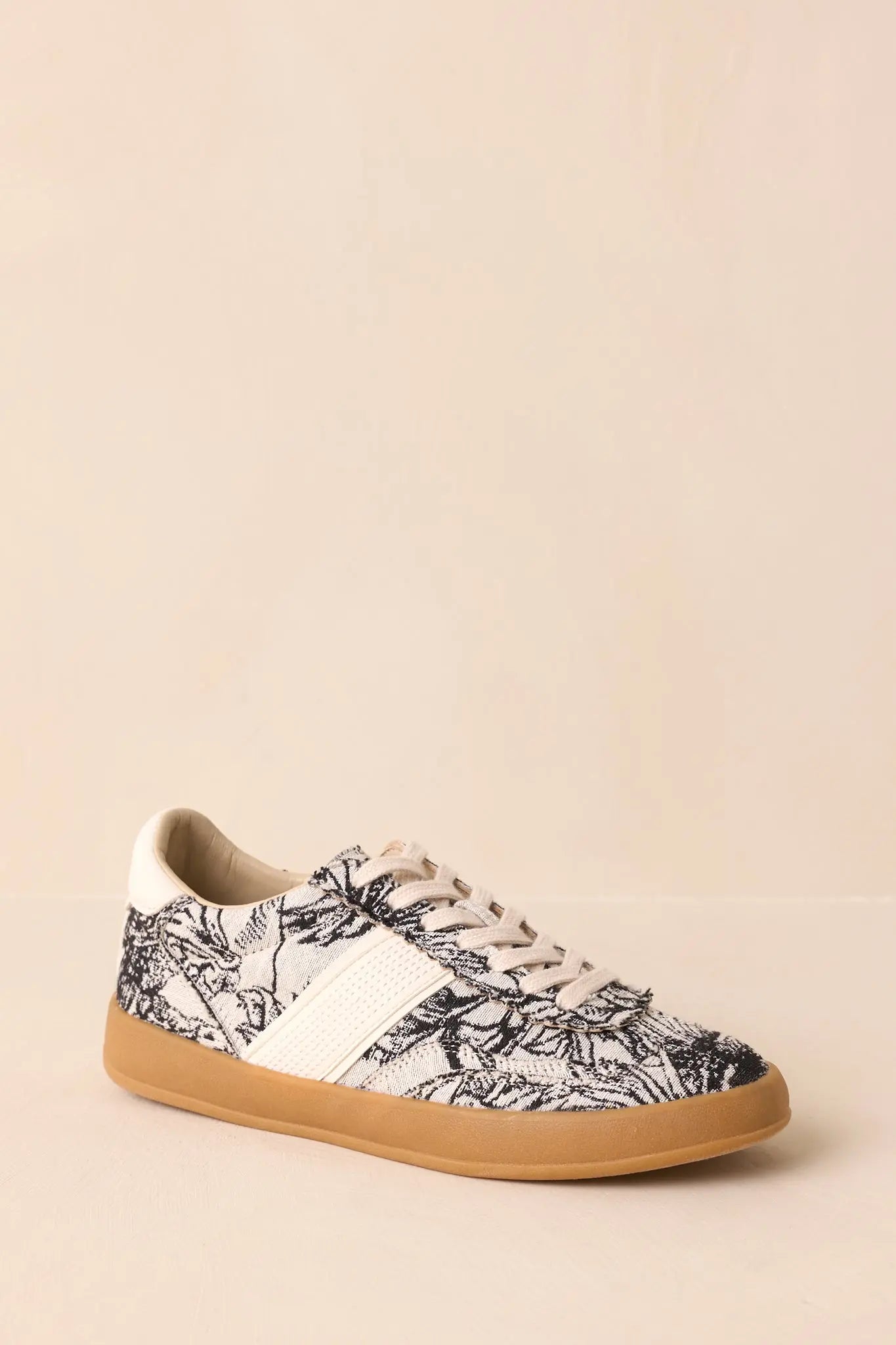 Women's No Rush At All Ivory Floral Print Sneakers | Sole measures 1" 4