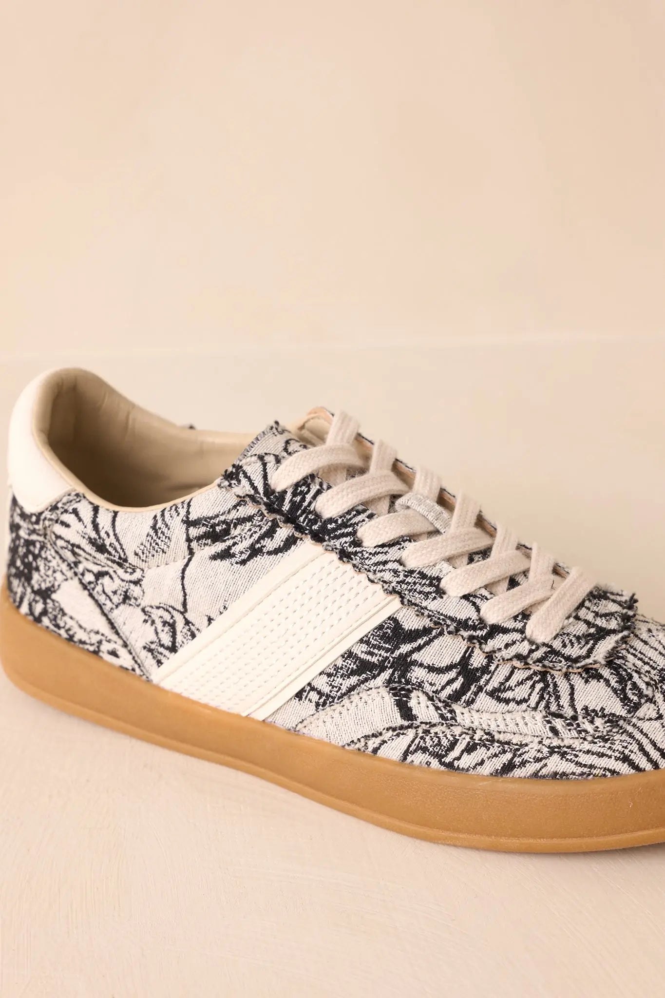 Women's No Rush At All Ivory Floral Print Sneakers | Sole measures 1" 5