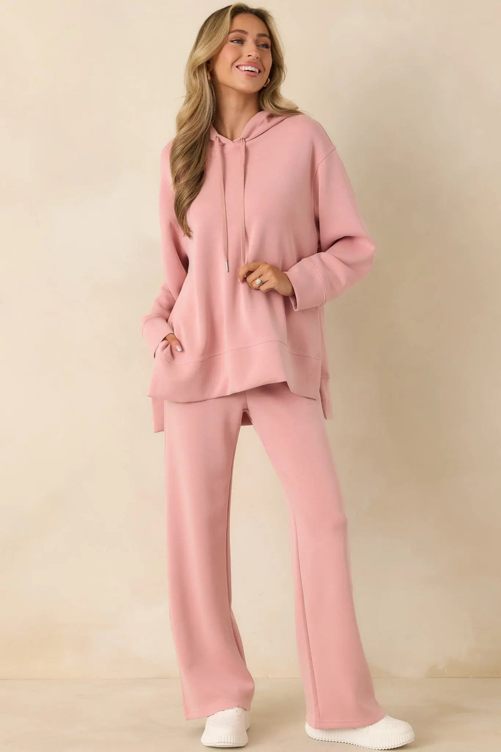Women's Nothing Extra Powder Pink Hoodie Sweatshirt | 48% Polyester 3